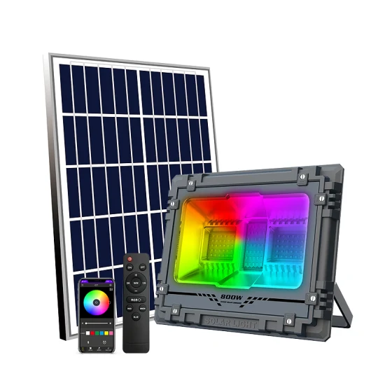 Smart APP Control RGB с изменением цвета Наружное освещение Наружные прожекторы От заката до рассвета Солнечная энергия Безопасность Светодиодный солнечный прожектор